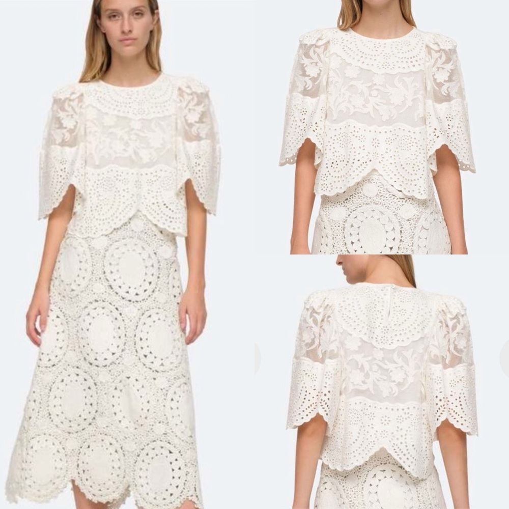 SEA-NY Lace/eyelet white blouse